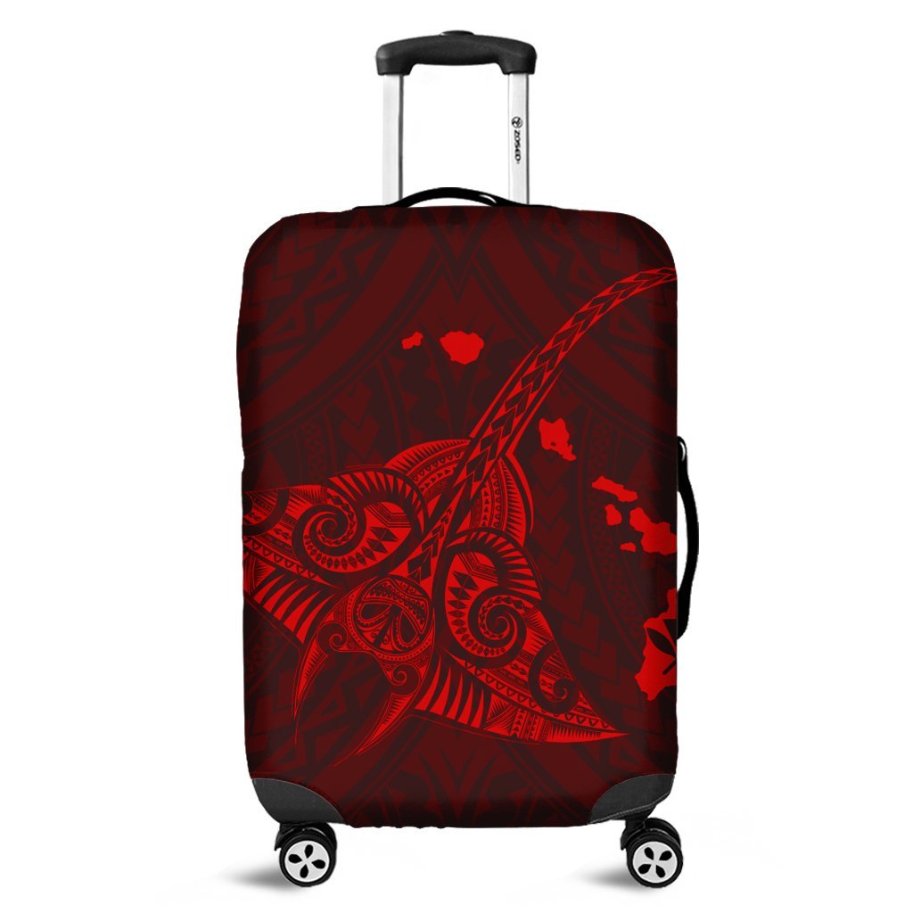 Hawaiian Map Kanaka Manta Ray Polynesian Luggage Covers Red - AH Black - Polynesian Pride