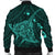 Hawaiian Map Kanaka Manta Ray Polynesian Bomber Jacket Turquoise - AH - Polynesian Pride