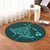 Hawaiian Map Kanaka Manta Ray Polynesian Round Carpet Turquoise - AH - Polynesian Pride