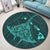 Hawaiian Map Kanaka Manta Ray Polynesian Round Carpet Turquoise - AH - Polynesian Pride