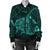 Hawaiian Map Kanaka Manta Ray Polynesian Bomber Jacket Turquoise - AH - Polynesian Pride