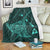 Hawaiian Map Kanaka Manta Ray Polynesian Premium Blankets Turquoise - AH White - Polynesian Pride