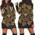 Hawaiian Map Kanaka Turtles Circle Style Gold Polynesian Hoodie Dress - AH Black - Polynesian Pride