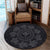 Hawaiian Map Kanaka Turtles Circle Style Gray Polynesian Round Carpet - AH - Polynesian Pride