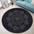 Hawaiian Map Kanaka Turtles Circle Style Gray Polynesian Round Carpet - AH - Polynesian Pride