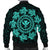 Hawaiian Map Kanaka Turtles Circle Style Turquoise Polynesian Bomber Jacket - AH - Polynesian Pride