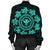 Hawaiian Map Kanaka Turtles Circle Style Turquoise Polynesian Bomber Jacket - AH - Polynesian Pride