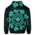 Hawaiian Map Kanaka Turtles Circle Style Turquoise Polynesian Hoodie - Polynesian Pride