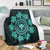 Hawaiian Map Kanaka Turtles Circle Style Turquoise Polynesian Premium Blankets - AH - Polynesian Pride