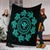 Hawaiian Map Kanaka Turtles Circle Style Turquoise Polynesian Premium Blankets - AH - Polynesian Pride