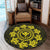 Hawaiian Map Kanaka Turtles Circle Style Yellow Polynesian Round Carpet - AH - Polynesian Pride