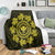 Hawaiian Map Kanaka Turtles Circle Style Yellow Polynesian Premium Blankets - AH - Polynesian Pride