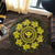 Hawaiian Map Kanaka Turtles Circle Style Yellow Polynesian Round Carpet - AH - Polynesian Pride