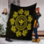 Hawaiian Map Kanaka Turtles Circle Style Yellow Polynesian Premium Blankets - AH - Polynesian Pride