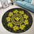 Hawaiian Map Kanaka Turtles Circle Style Yellow Polynesian Round Carpet - AH - Polynesian Pride