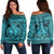 Hawaiian Map Madame Pele Mauna Kea Plumeria Polynesian Women's Off Shoulder Sweater Blue AH Black - Polynesian Pride