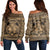 Hawaiian Map Madame Pele Mauna Kea Plumeria Polynesian Women's Off Shoulder Sweater Gold AH Black - Polynesian Pride