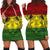 Hawaiian Map Madame Pele Mauna Kea Plumeria Polynesian Hoodie Dress Reggae AH Black - Polynesian Pride