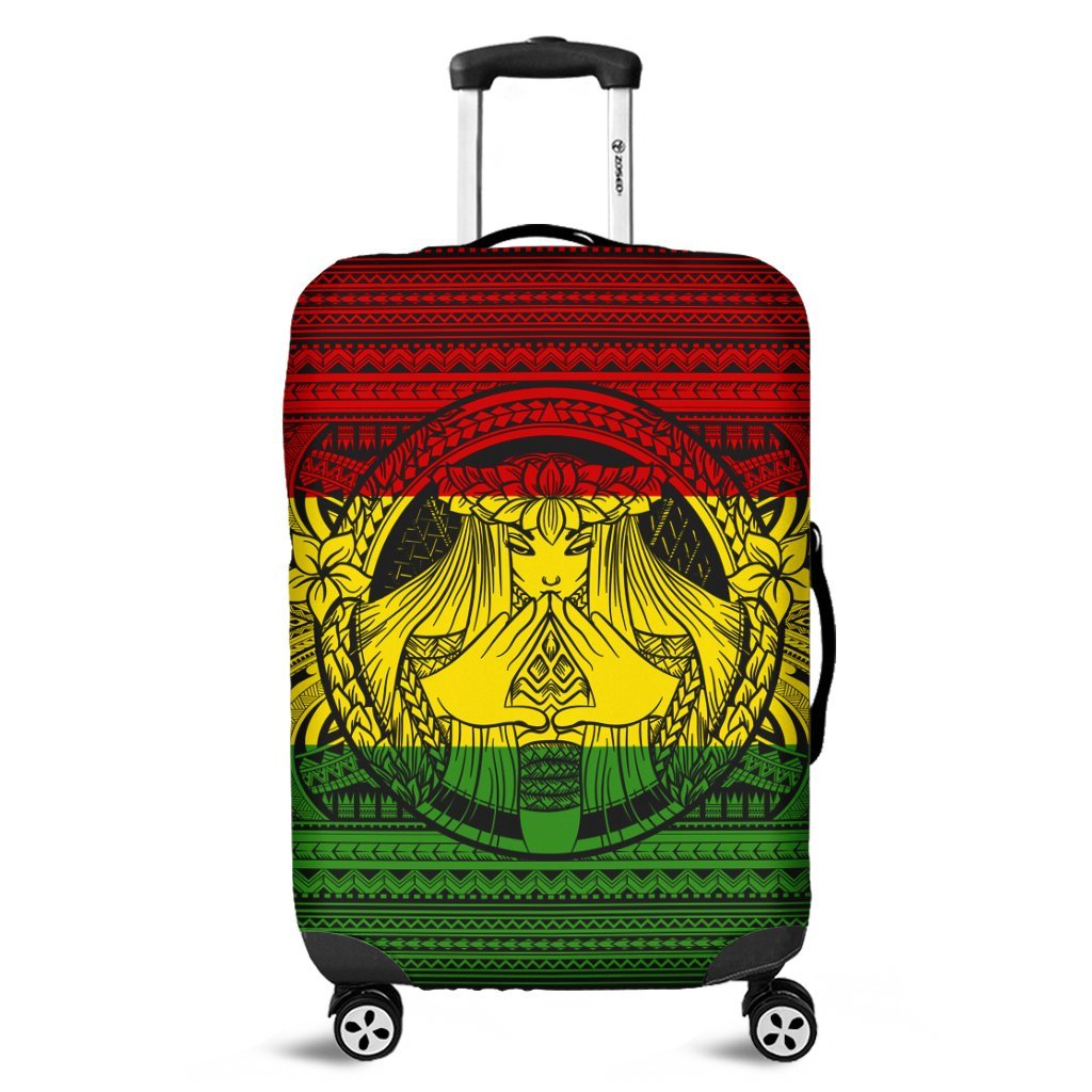 Hawaiian Map Madame Pele Mauna Kea Plumeria Polynesian Luggage Covers Reggae AH Black - Polynesian Pride