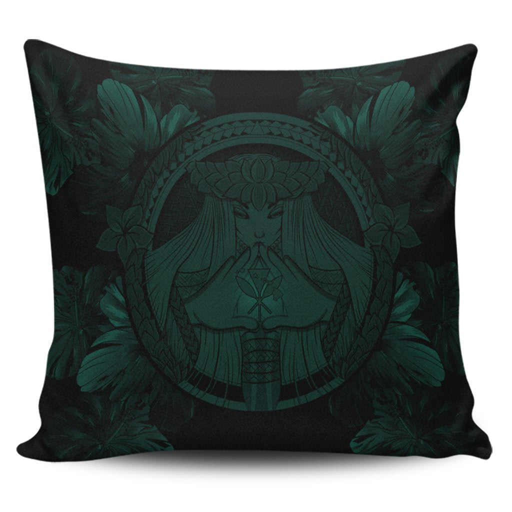 Hawaiian Map Madame Pele Polynesian Pillow Covers Dark Green AH Pillow Covers Black - Polynesian Pride