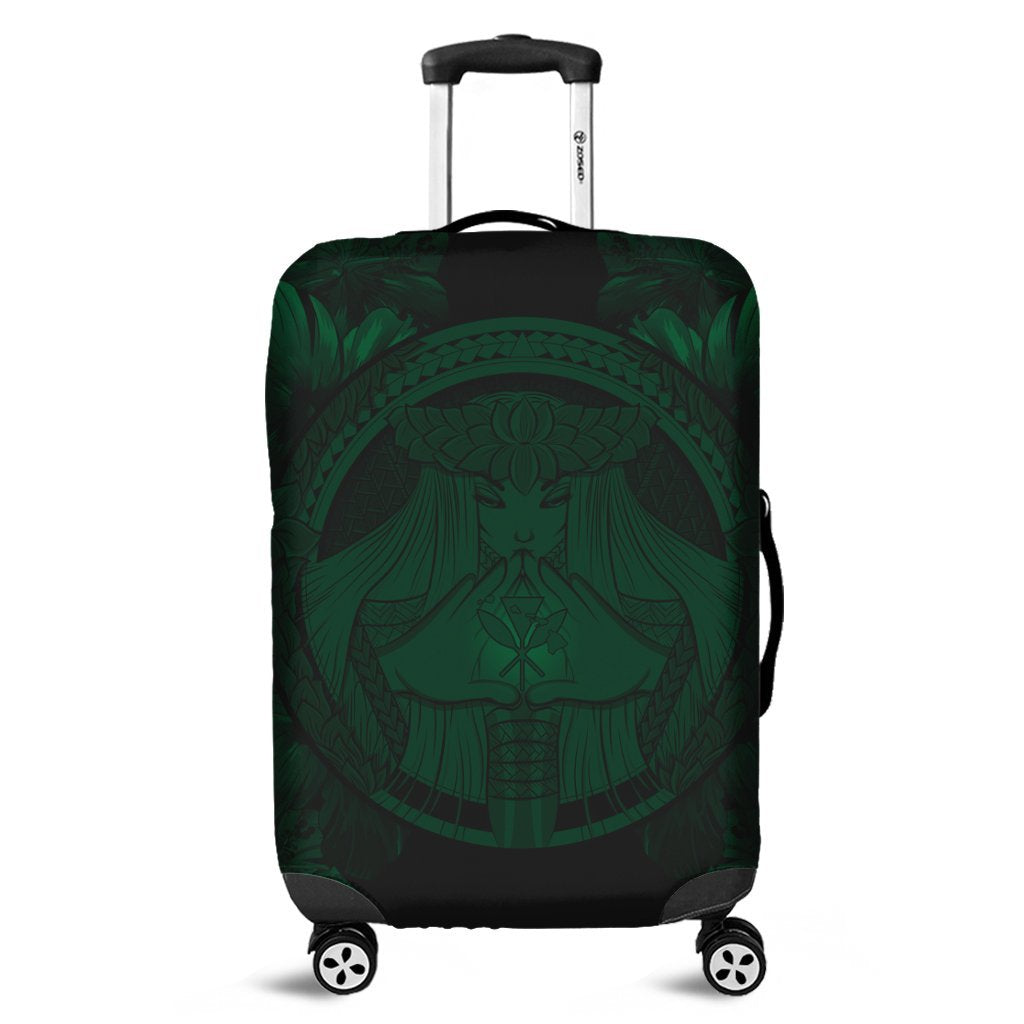 Hawaiian Map Madame Pele Polynesian Luggage Covers Green AH Black - Polynesian Pride