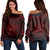 Hawaiian Map Madame Pele Polynesian Women's Off Shoulder Sweater Red AH Black - Polynesian Pride