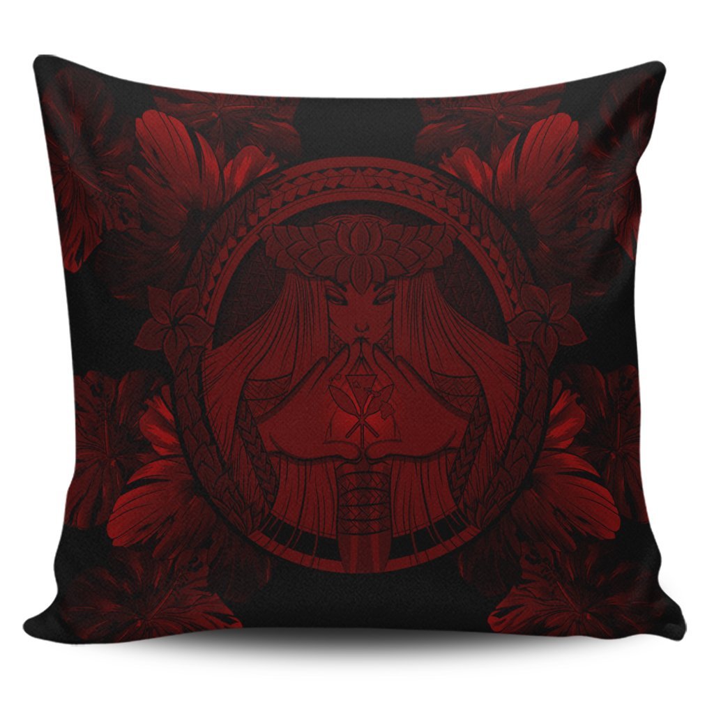 Hawaiian Map Madame Pele Polynesian Pillow Covers Red AH Pillow Covers Black - Polynesian Pride