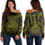 Hawaiian Map Madame Pele Polynesian Women's Off Shoulder Sweater Yellow AH Black - Polynesian Pride