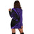 Hawaiian Map Manta Ray Polynesian Hoodie Dress - Purple - Circle Style - AH - Polynesian Pride