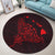 Hawaiian Map Manta Ray Red Polynesian Round Carpet - AH - Polynesian Pride