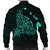 Hawaiian Map Manta Ray Turquoise Polynesian Bomber Jacket - AH - Polynesian Pride