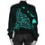 Hawaiian Map Manta Ray Turquoise Polynesian Bomber Jacket - AH - Polynesian Pride