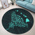 Hawaiian Map Manta Ray Turquoise Polynesian Round Carpet - AH - Polynesian Pride