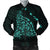 Hawaiian Map Manta Ray Turquoise Polynesian Bomber Jacket - AH Black Unisex - Polynesian Pride