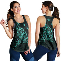 Hawaiian Map Manta Ray Turquoise Polynesian Racerback Tank - AH Black - Polynesian Pride