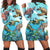 Hawaiian Map Sea Turtles Ocean Polynesian Hoodie Dress - AH Black - Polynesian Pride