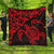 Hawaiian Map Turtle Hibiscus Kanaka Polynesian Premium Quilts - Red - AH Black - Polynesian Pride