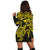 Hawaiian Map Turtle Hibiscus Kanaka Polynesian Hoodie Dress - Yellow - AH - Polynesian Pride