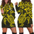 Hawaiian Map Turtle Hibiscus Kanaka Polynesian Hoodie Dress - Yellow - AH Black - Polynesian Pride