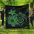 Hawaiian Map Turtle Hibiscus Plumeria Polynesian Premium Quilts - Green - AH Black - Polynesian Pride