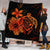 Hawaiian Map Turtle Hibiscus Plumeria Polynesian Premium Quilts - Orange - AH - Polynesian Pride