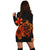 Hawaiian Map Turtle Hibiscus Plumeria Polynesian Hoodie Dress - Orange - AH - Polynesian Pride