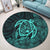 Hawaiian Map Turtle Kanaka Hibiscus Polynesian Round Carpet - Turquoise - AH - Polynesian Pride