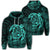 Hawaiian Map Turtle Kanaka Hibiscus Polynesian Hoodie Turquoise Unisex Art - Polynesian Pride