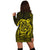 Hawaiian Map Turtle Kanaka Hibiscus Polynesian Hoodie Dress - Yellow - AH - Polynesian Pride