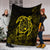 Hawaiian Map Turtle Kanaka Hibiscus Polynesian Premium Blankets - Yellow - AH - Polynesian Pride