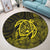 Hawaiian Map Turtle Kanaka Hibiscus Polynesian Round Carpet - Yellow - AH - Polynesian Pride