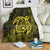 Hawaiian Map Turtle Kanaka Hibiscus Polynesian Premium Blankets - Yellow - AH White - Polynesian Pride