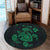 Hawaiian Map Turtle Ohana Hibicus Polynesian Round Carpet - Green - AH - Polynesian Pride