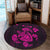 Hawaiian Map Turtle Ohana Hibicus Polynesian Round Carpet - Pink - AH - Polynesian Pride